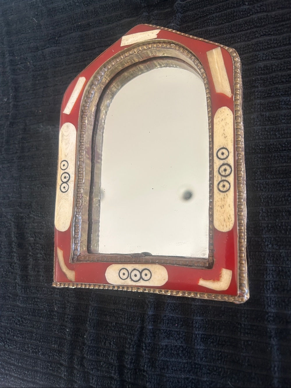Handcrafted Red and Gold Decorative Wall Mirror